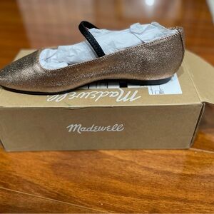 Madewell rose Gold and Black Flats with Slip-On Style and Rounded Toe